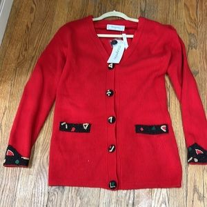 Holiday Magnolia brand sweater heavy beaded by hand  on sleeves and pockets